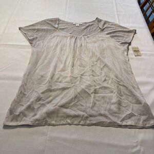 Coldwater Creek‎ Womens Top Gray Silver Short Sleeve Blouse XL